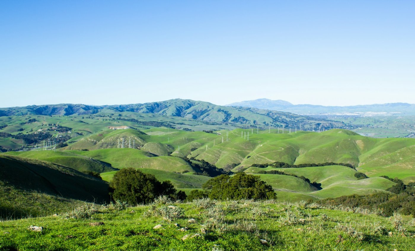 Grassy hills with transmission lines in the Bay Area